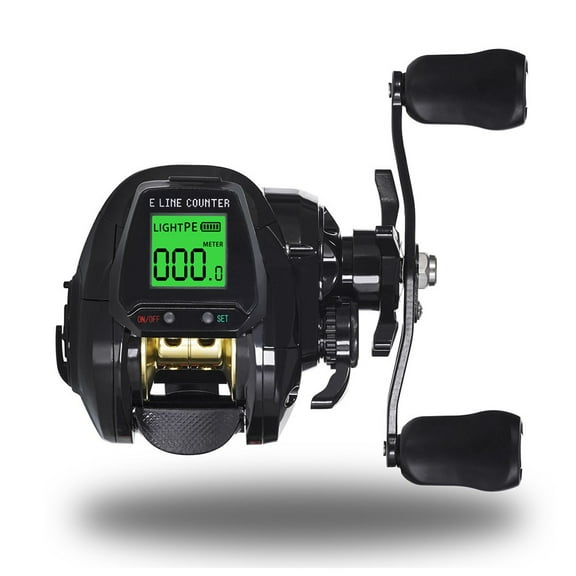 Fishing Baitcasting Reel Line Counter Large Screen Digital Display Bite Alarm Rechargeable Depth Position Funnel Shaped Fishing