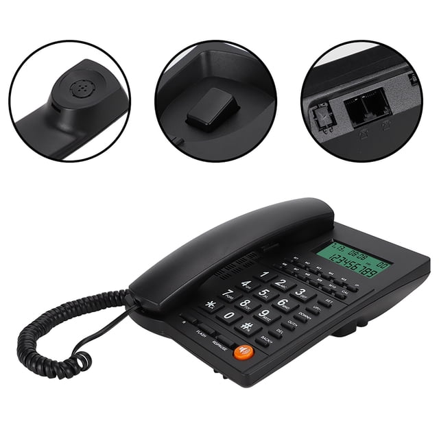 Teléfono con identificador de llamadas L019 para mostrador de llamadas comerciales en inglés, para el hogar, la oficina, el hotel y el restaurante, color negro