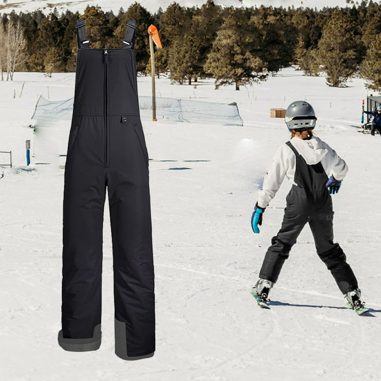 Snow Bibs Overalls for Mens Warm Dry Waterproof Windproof Ski Clothes Romper Adjustable Straps Ski Bibs Pants, Men's, Size: 18-20 Years, Black