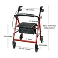 thumbnail image 2 of McKesson Rollator Walker with Seat and Wheels - Red, 300 lbs Capacity, 1 Ct, 2 of 11