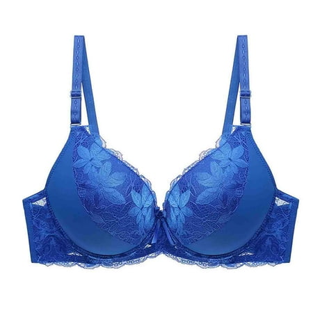 Fznquz Seamless Bras for Women Plus Size Clearance Comfort Push Up Lift Blue Wirefree Everyday Bra