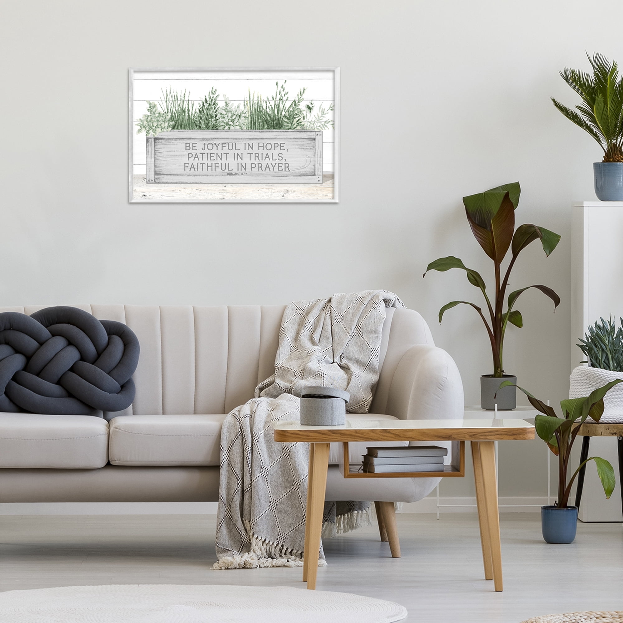 Stupell Industries Be Joyful Flower Box White Framed Giclee Art, design by Janice Gaynor