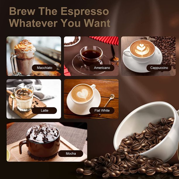 特別価格MAttinata Espresso Machine, 20 BAR Espresso Maker with Milk Frother Steam Wand, Stainless Steel Compact Espresso Coffee Machine with 4並行輸入