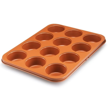 Gotham Steel Bakeware Copper Muffin Baking Pan - Nonstick - 12 Cup Cupcake Baker, As Seen on TV!