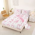 thumbnail image 2 of Manfei Girls Pink Letter Monogrammed S Full Size Sheets 4-Piece,Kids Teens Ribbon Bow Knot Polka Dots Bed Sheets,Luxury Bedroom Decor, 2 of 5