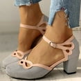 thumbnail image 6 of Fesfesfes Womens Comfortable Shoes Womens Striped Beach Thick Round Toe High Heel Buckle Hollow Shoes 7(39), 6 of 6