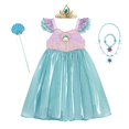 thumbnail image 1 of Verano Pequeña Sirena Vestido Niña Ariel Princesa Niño Halloween Disfraz Niños Carnaval Fiesta De Cumpleaños Conjuntos, 1 of 4