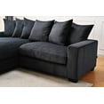 thumbnail image 3 of 102.4'' Oversized L Shaped Sectional Sofa with Chaise, 4 Seater Luxury Corduroy Fabric Cloud Couch, Soft Furry Deep Seat  Sofa with Pillows & Wide Arm, Left Facing, Black, 3 of 8