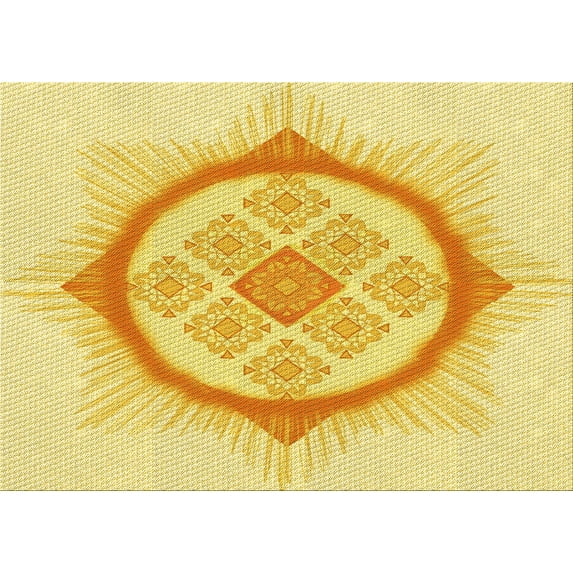 Ahgly Company Machine Washable Indoor Rectangle Transitional Yellow Area Rugs, 4' x 6'