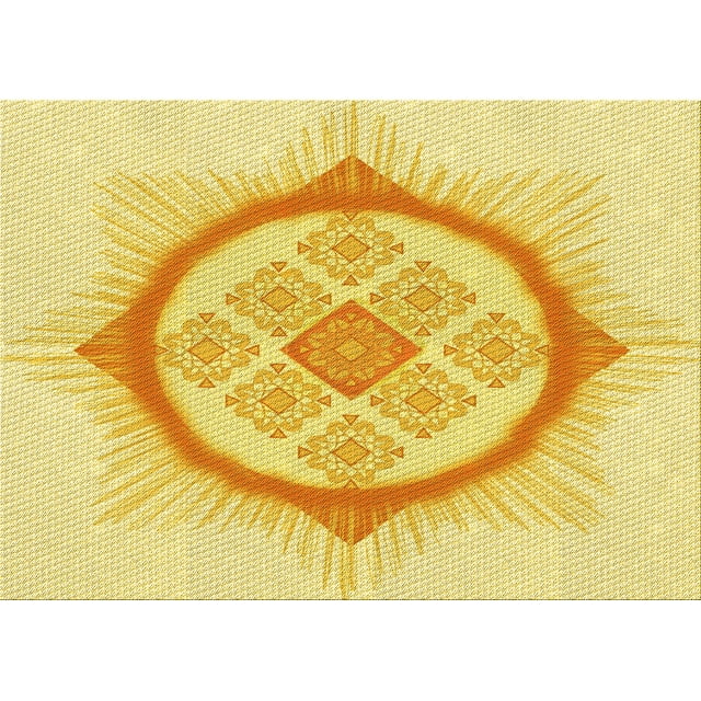 Ahgly Company Tapis Rectangulaire d'Intérieur Lavable en Machine Jaune Transitionnel, 2 Pieds x 3 Pieds