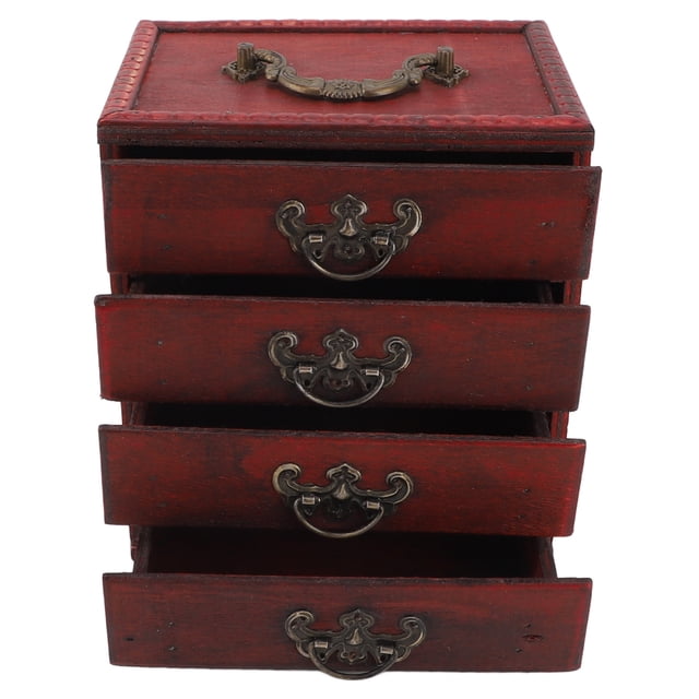 Joyero chino vintage Sincero Con 4 cajones de Madera compacto gran capacidad organizador de almacenamiento
