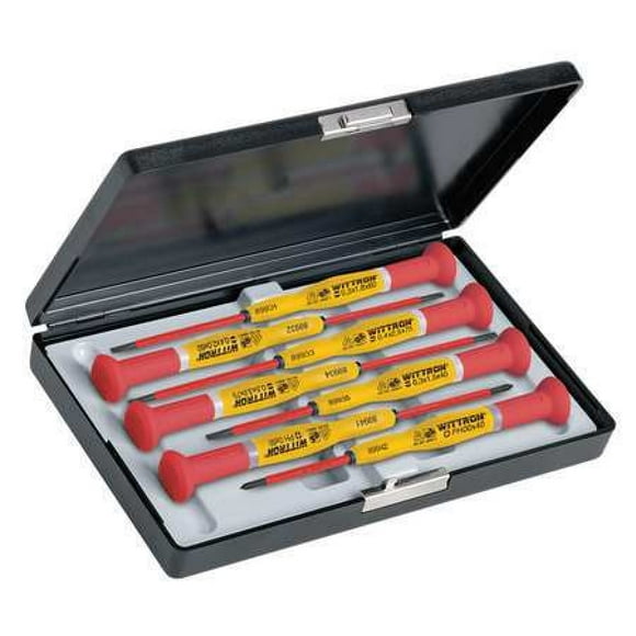 Witte - PRO WITTRON VDE 1,000V Insulated 7 Piece Set: 4 Slotted, 2 Phillips in Case (9T89367)