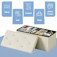 thumbnail image 3 of Gianna 30 Inch Folding Ottoman With Storage Bench, Bedside Storage Bench With Linen Top Cover and Cushion, Footrest Suitable for Bedroom, Living Room, Beige, 3 of 7