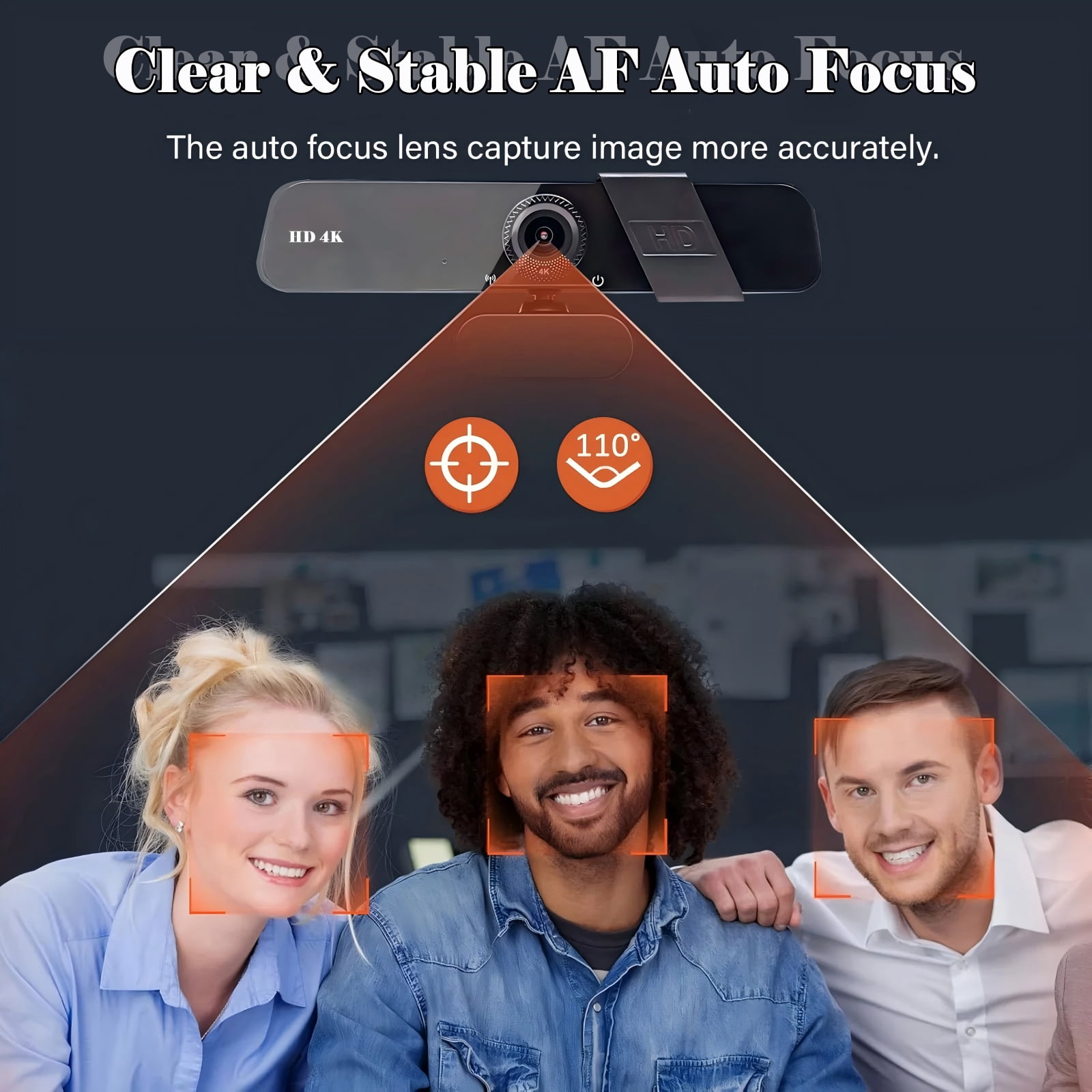 RONY 4K Autofocus Computer Webcam: Plug & Play Computer Camera with Noise-Canceling Mic for PC Streaming Desktop Laptop