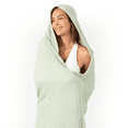 thumbnail image 3 of Comfy Cubs Adult Hooded Towel Large, 58" x 58" - Muslin Cotton Wearable Blanket, Sage, 3 of 8