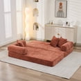 thumbnail image 6 of SESSLIFE Sofa Bed, Convertible Chenille Fabric Boneless Couch, Sleeper Sofa with Pillows & Storage Pocket, No Assembly Folding Pull Out Couch for Living Room, Orange, 6 of 9