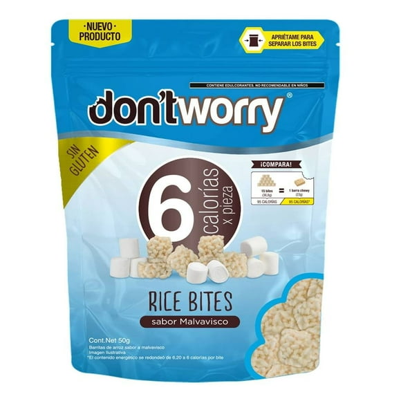 Bites de arroz inflado Don't Worry sabor malvavisco 50 g