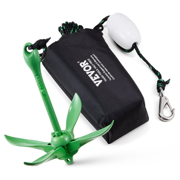 VEVOR Kayak Anchor Kit, 3.5 lb Paddleboard Anchor Kit with 26.2 ft/8 m Rope and Buoy, Collapsible Small Boat Anchor, Kayak Accessories
