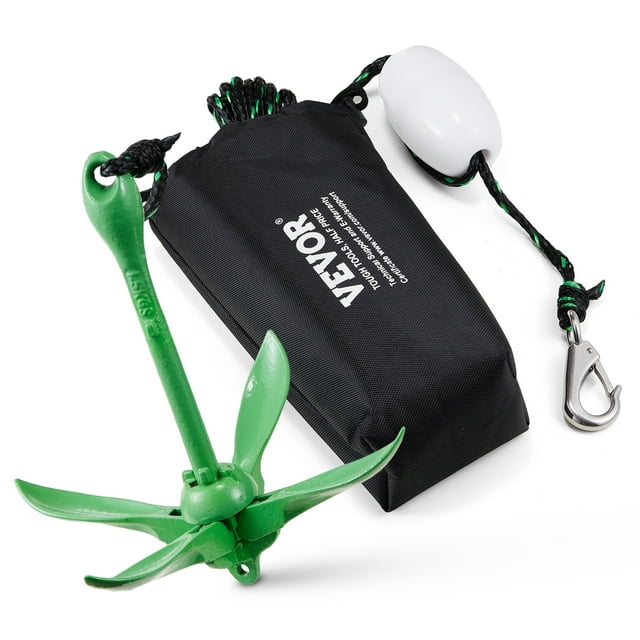 VEVOR Kayak Anchor Kit, 3.5 lb Paddleboard Anchor Kit with 26.2 ft/8 m Rope and Buoy, Collapsible Small Boat Anchor, Kayak Accessories
