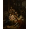 thumbnail image 2 of Oscar-Pierre Mathieu 20x24 Gold Ornate Framed and Double Matted Museum Art Print Titled - The Worship of the Magi (1875), 2 of 4