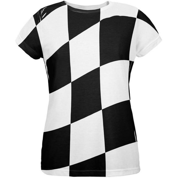 Finish Line Checkered Flag Wave All Over Womens T-Shirt - 2X-Large