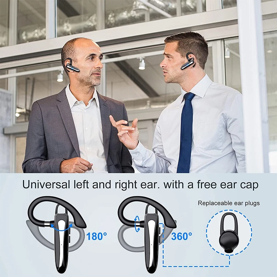 Bluetooth 5.3 Wireless Earpiece Headset Driving Trucker Earbuds Noise Cancelling