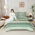 thumbnail image 4 of Manfei Vintage Boho King Size Comforter Sets,Bohemian Geometric Bedding Comforter Set,Green Beige Bedding Set For Adult,Breathable Home Decor Reversible,3 Pieces, 4 of 8