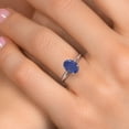 thumbnail image 4 of Gem Stone King 14K White Gold Blue Lapis Solitaire Engagement Ring for Women | 1.40 Cttw | Oval 8X6MM | Gemstone Birthstone | Size 9, 4 of 6