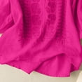 thumbnail image 5 of Women's Fashionable Casual Solid Color Pleated Cotton And Linen Tops Shirts And T Shirts Hot Pink Women Blending Shirts Women's Long Sleeve T-Shirt(L), 5 of 8