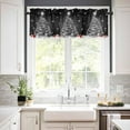 thumbnail image 3 of Christmas Kitchen Curtains and Valances Set, Rod Pocket Curtains Tier Farmhouse Window Curtains 24 Inch Length, Xmas Pine Tree Winter Snowflake Ball Black 3 Piece Kitchen Curtains Set, 3 of 6