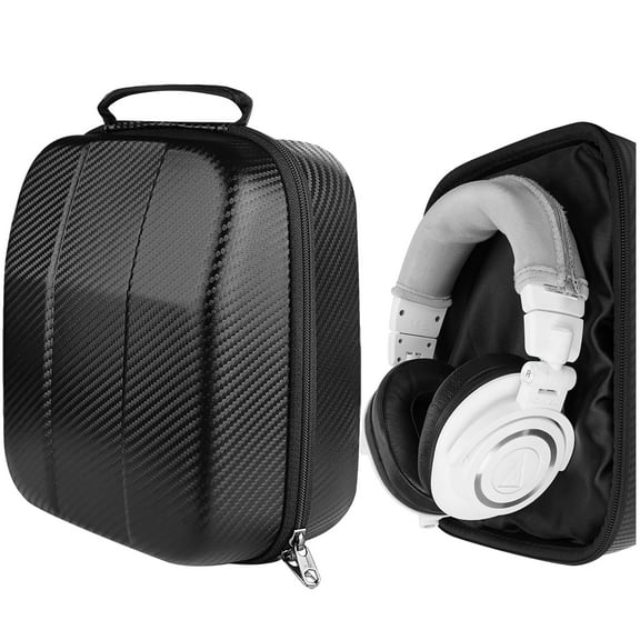 Geekria Shield Headphones Case for Over-Ear Headphones, Replacement Hard Shell Travel Carrying Bag with Cable Storage, Compatible with HiFiMAN SHANGRI-LA jr, Deva-Pro, DEVA Headsets (Black)