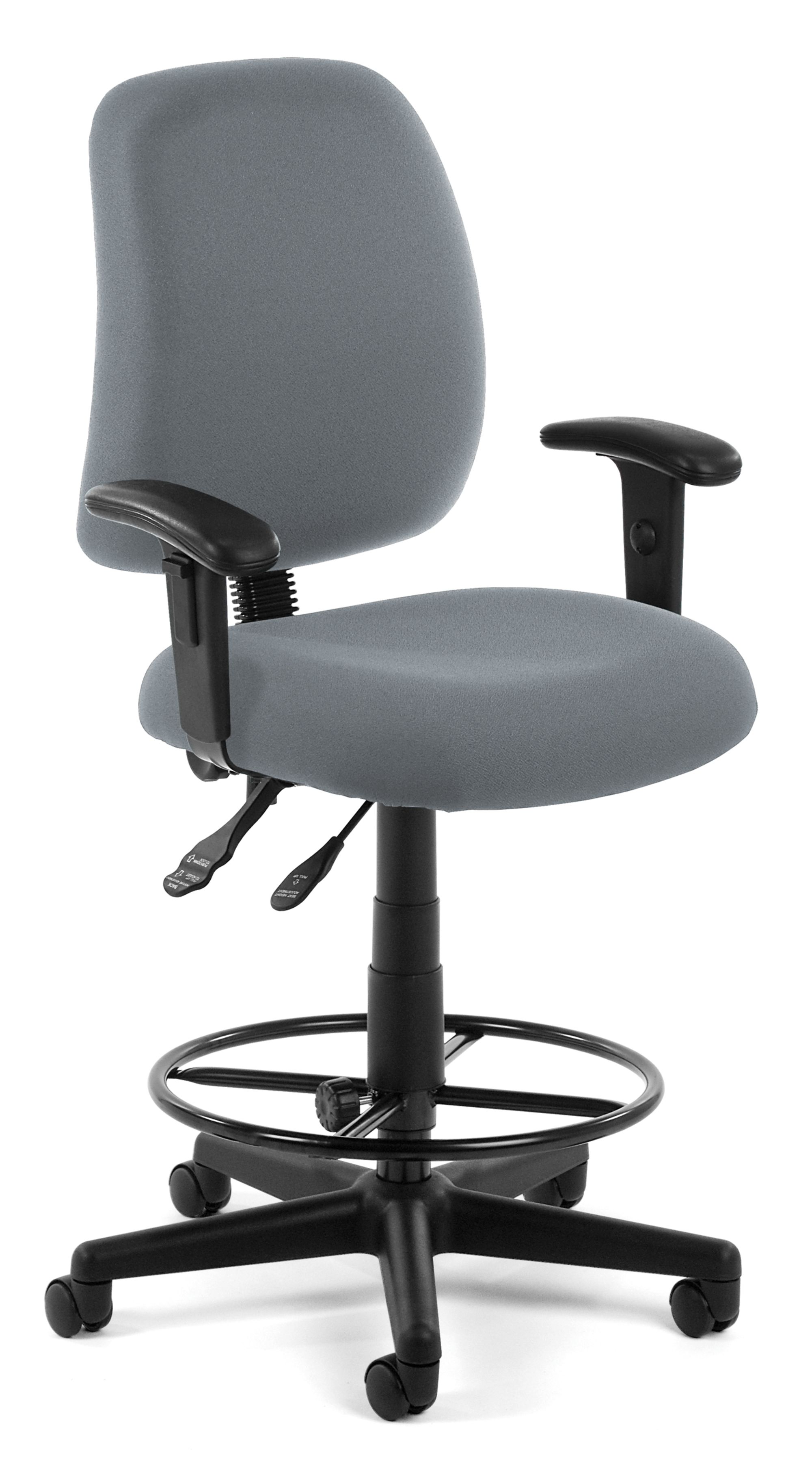 OFM Posture Series Model 118-2-AA-DK Swivel Task Chair with Arms and Drafting Kit, Fabric, Mid-Back, Gray