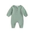 thumbnail image 1 of xiaxaixu Toddler Baby Rompers Solid Color Button Long Sleeve Cute Jumpsuit for Newborn Infant Fall Clothes, 1 of 8