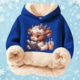 thumbnail image 4 of Oiyii Toddler Girl's Highland Cow Graphic Hoodie Long Sleeve Hoodies Warm Hooded Sweatshirt,Navy, 4 of 5