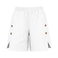 thumbnail image 4 of 2026 Womens Summer Shorts with Pockets 100% Cotton Cargo Style Button Detail Shorts Elastic Waist Wide Leg Bottoms, 4 of 6