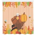 thumbnail image 2 of Ambesonne Thanksgiving Shower Curtain, Turkey Holding Pumpkin, 69"Wx84"L, Pale Peach Apricot, 2 of 4