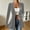 Gray, variant on Women's V Neck Velvet Single Button Blazer Jacket, Long Sleeve Slim Flared Hem Casual Suit Coat for Spring Fall Office Daily Layering