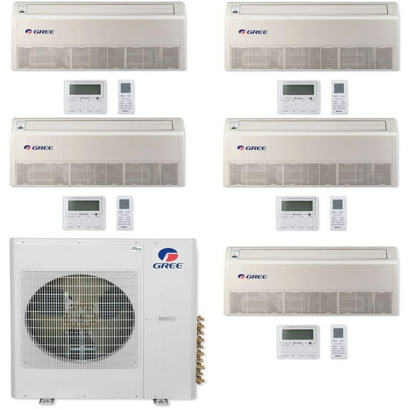 GREE Multi Gen2 Series 42,000 BTU 5-Zone Universal Floor/Ceiling 9K 9K 9K 9K 18K Ductless Mini-Split System