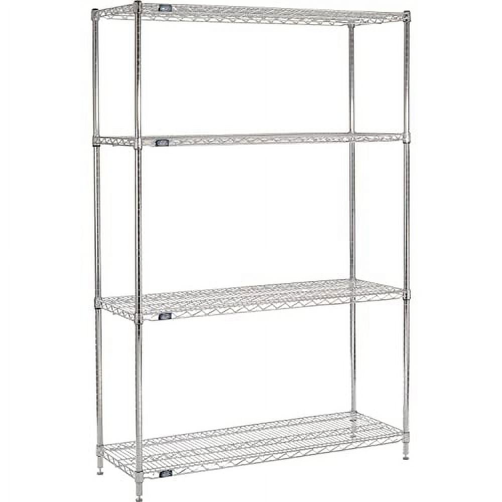 Nexel 4 Shelf Chrome ESD Wire Shelving Unit Starter 48""W x 18""D x 54""H