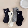 thumbnail image 5 of VONCOS Girls' Polka Dot Ruffled Ankle Socks 4-Pack, Cotton Multicolor Socks with Bow for Kids Little Big Kids,Size 5-8 T, 5 of 9
