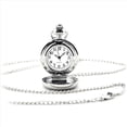 thumbnail image 3 of 5X Reloj de Bolsillo Flor Azul Plata Pequeño de Cuarzo Retro Clásico Modelos de Pareja, 3 of 5