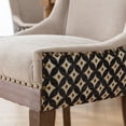 thumbnail image 5 of PORKISS Dining Chairs Set of 2, Thickened Fabric Chairs with Solid Wood Legs, Modern Upholstered Dining Chairs, Beige and Patterned, 5 of 12