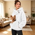 thumbnail image 2 of YMNXA Women Pet Pouch Hoodie Yorkshire Terrier Print Long Sleeve Pullover Button Collar Sweatshirt with Front Pocket for Small Pets Winter Outdoor Play,M, 2 of 9