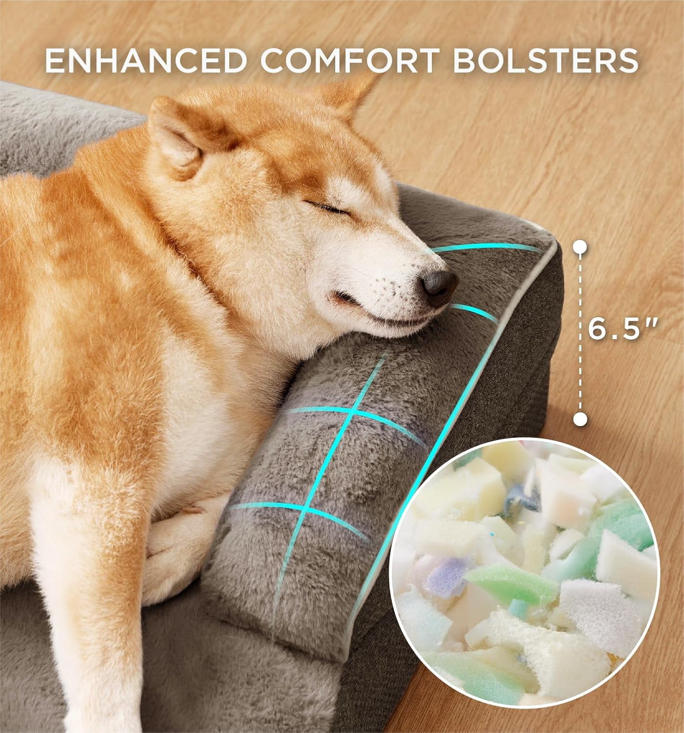 Orthopedic Dog Bed for Large Dogs, Supportive Foam Big Large Pet Bed Sofa with Washable Removable Cover, Waterproof Dog Couch Bed, Non-Slip Bottom and Egg-Crate Foam, Brown