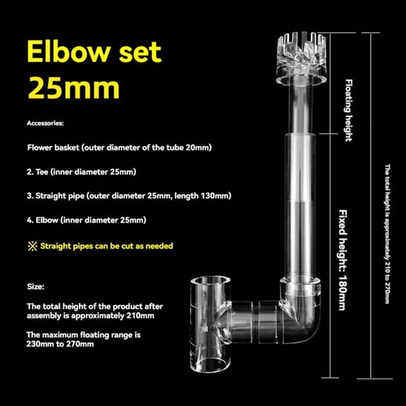 Clear Aquarium Skimmer Pipe Spins  Inflow Outflow Water Plant Tank Filter Cleaning Fish Tank Accessories 25mm