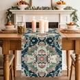 thumbnail image 2 of Vintage Abstract Flowers Table Runner, Green Orange Blue Medieval National Style Cotton Linen Kitchen Table Decoration Washable Dining Tabletop Runners for Home Party Decor 13x120 Inches, 2 of 9
