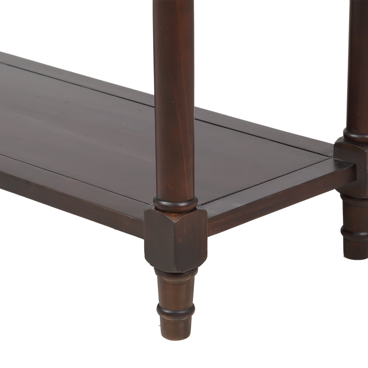 Entryway Table with Solid Wood Legs Console Table Traditional Design with Two Drawers and Bottom Shelf Sofa Table