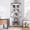 Small flower white, variant on Space-Saving 6-Tier Tall Corner Storage Cabinet with Glass Doors - Adjustable Shelves - Farmhouse Wooden Display Cabinet for Kitchen, Living Room, Bathroom - Vintage Brown