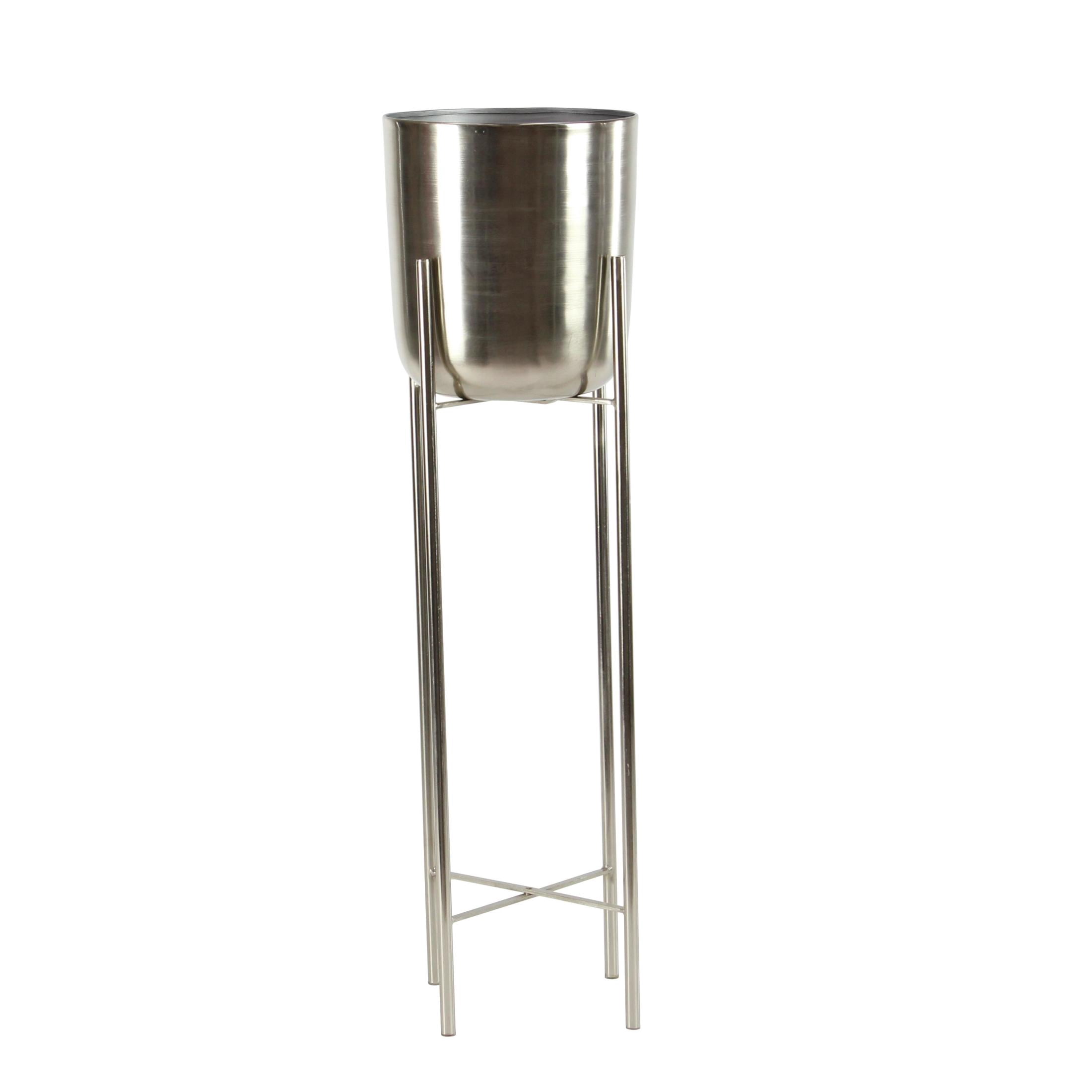 CosmoLiving by Cosmopolitan Silver Metal Dome Indoor Outdoor Planter with Removable Stand, Set of 2 39", 46"H