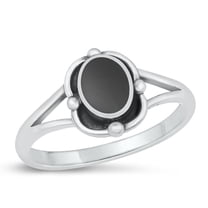 CHOOSE YOUR COLOR Black Simulated Agate Oxidized Ring .925 Sterling Silver Band CZ Female Size 4